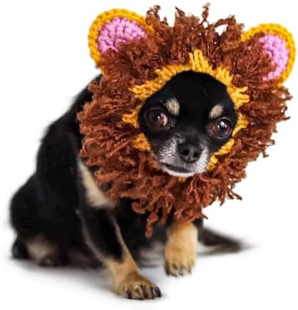 Zoo Snoods Lion Costume - Knit Mane Dog Snood Ear Wrap for Pets, Warm Neck Cover for Halloween and Winter (Small) by ZooSnoods