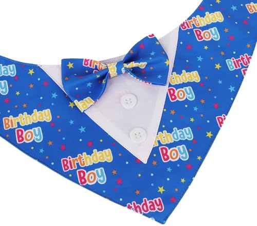ADOGGYGO Birthday Dog Bandana with Bowtie, Blue Boy Dog Tuxedo, X-Large - Image 6