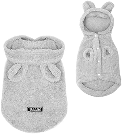 Easter Dog & Cat Outfit - Bunny Ears Cat Hoodies Fleece Puppy Clothes for Small Dogs & Cats (Small, Grey) - Warm Dog Sweatshirt & Easter Pet Costume by Anelekor