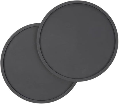 Waggo Habit Silicone Dog Placemat – Set of 2 Modern Heavyweight Silicone Dog Food Mats, Dishwasher Safe, Non-Slip, Solid Color – Black (Small, 6")
