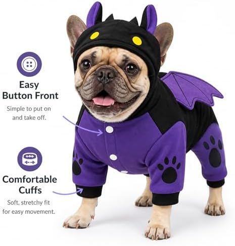 Small Dog Halloween Costume, Bat Hoodie with 3D Wings for Cats and Puppies - Image 3