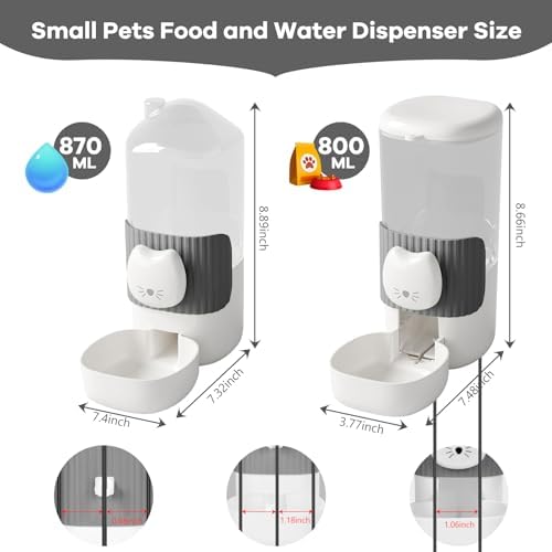 Yummy Sam Hanging Automatic Small Pet Food Water Dispenser, Grey White