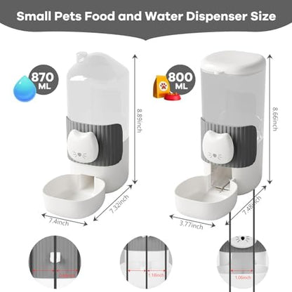 Yummy Sam Hanging Automatic Small Pet Food Water Dispenser, Grey White