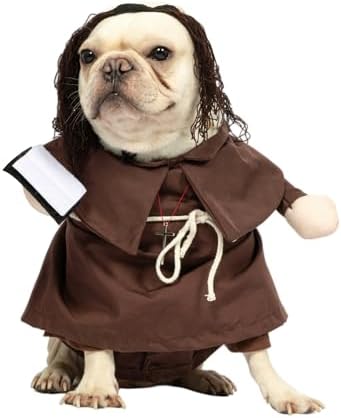 NACOCO Halloween Dog Priest Costume - Pet Minister Clothes Cat Funny Pope Clergy Outfit Apparel Adjustable for Small Medium and Large Dogs(Brown Priest, M) by HOME