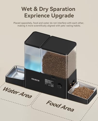 ROJECO Automatic Cat Feeder and Water Dispenser,8.5L Timed Cat Feeder
