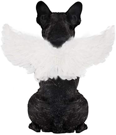 WeeH Pet Halloween Costume Cosplay Angel Devil Black White Wing for Dog Cat Rabbit Piggy - Funny Gift at Halloween Party Anime Theme Birthday Christmas (White, Small) by WeeH