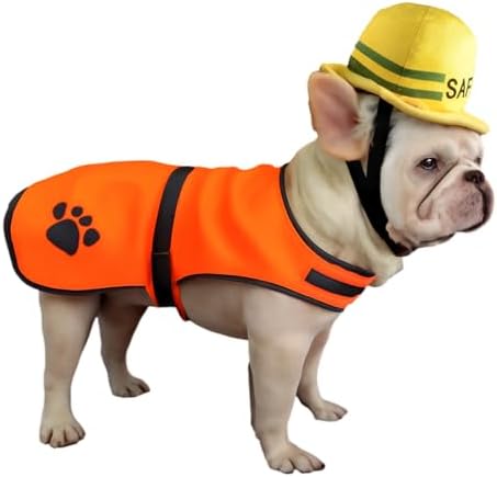 Dog Construction Costume for Medium Dog Helmet and Service Dog Vest Cute Outdoor Workers hat for pet Halloween Architect ostume by Lamiaraga