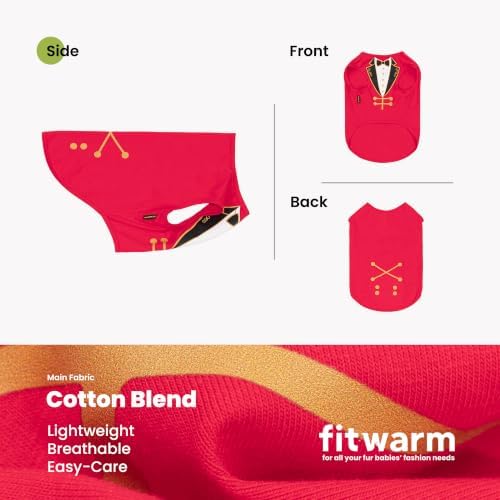 Fitwarm Ringmaster Dog Halloween Costumes, Playful Halloween Outift for Small Dogs Boy Girl, Unique Pet Shirt, Red, Black, White, XL - Image 6