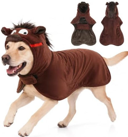 Funny Hoodied Dog Coat for Cold Weather, Horse Costume Cosplay for Hallowen by DoraBridal