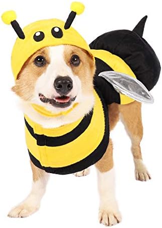 Spooktacular Creations Pet Dog Bee Costume with 3D Bee Hat, Silver Wings for Halloween Dress-up Party, Role Play, Carnival Cosplay, Holiday Decorations Clothes (X-Large) by SpooktacularCreations