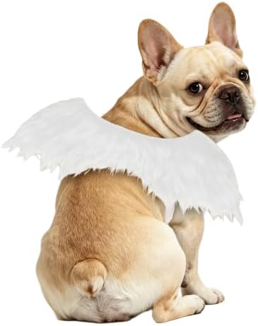 ADOGGYGO Angel Wings Dog Costume, White Faux Fur Halloween Dog Wing, Medium by ADOGGYGO