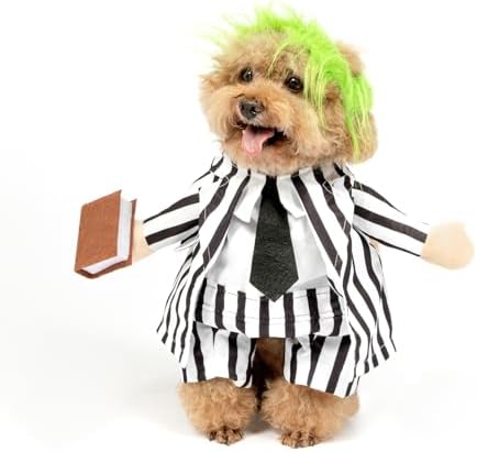 DELIFUR Dog Halloween Funny Costume - Pet Adorable Fantacy Clothes Cat Cosplay Apparel Dress Up for Small Medium Dog Funny Outfit Adjustable (Suit, Medium) by DELIFUR