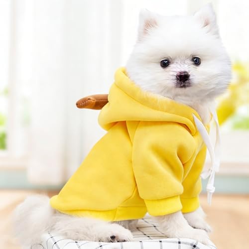 Dog Hoodie Warm Autumn Winter Pet Sweatshirt Yellow Banana Costume, M - Image 3
