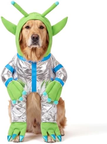 Halloween Green Alien Costume for Small Dog, Dog Astronaut Outfits, XL by Huhumy