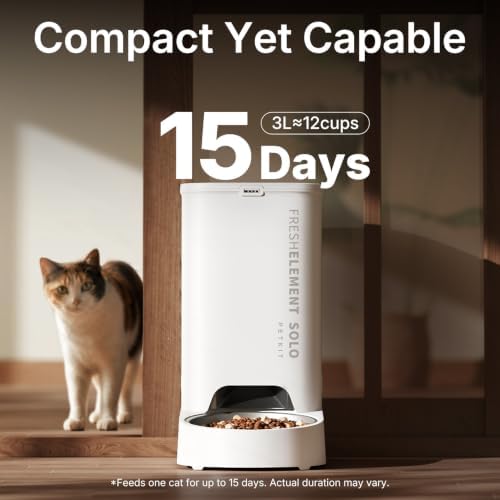 PETKIT Automatic Cat Feeder, 2.4G WiFi Automatic Dog Feeder, App Control Pet Food Dispenser with Triple Fresh-Lock System, Schedule Feeding, Food Shortage Alert, Dual Power-Charge&Battery,3L Capacity