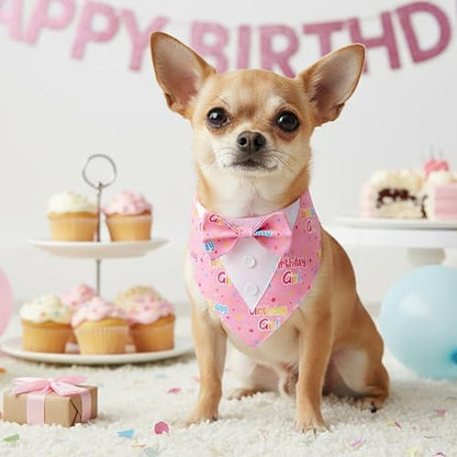 ADOGGYGO Birthday Dog Bandana with Bowtie, Pink Girl Dog Tuxedo, Small - Image 3
