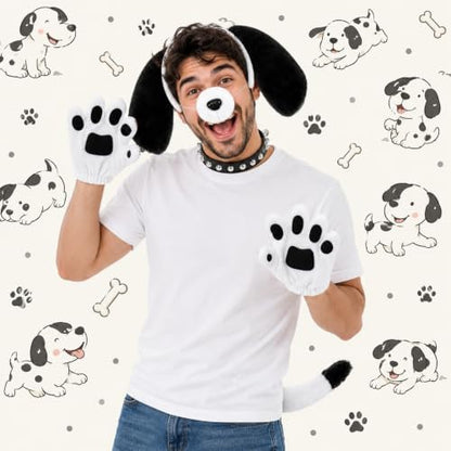 5Pcs Puppy Dog Costume Accessories Set Including Dog Ears Headband Nose Tail Gloves for Halloween Cosplay Party Supplies - Image 6