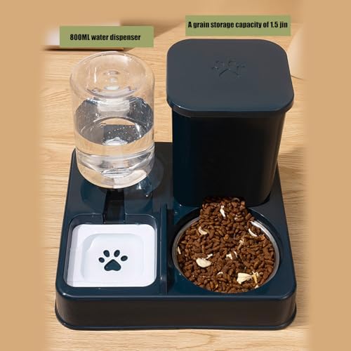Automatic Pet Feeders and Water Dispenser, Small Pet Feeder and Waterer, with Removable Stainless Steel Bowl, for Cats & Dogs