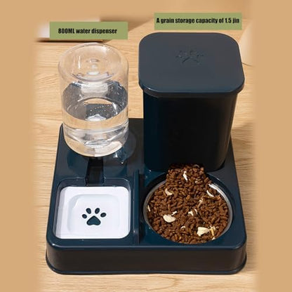 Automatic Pet Feeders and Water Dispenser, Small Pet Feeder and Waterer, with Removable Stainless Steel Bowl, for Cats & Dogs