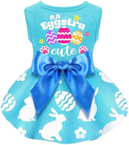 Dog Easter Outfit Cute Happy Easter Day Dog Dress Bunny Eggs Easter Dog Cat Clothes Pink Tulle Pet Doggie Apparel Outfit with Bowknot for Small Dogs Puppy Cat Girl Costume by BAOBICUTE