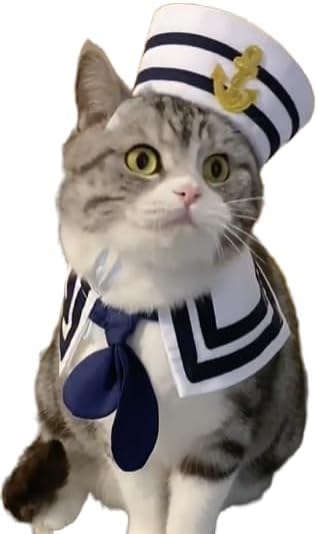 Lanyarco Dog Halloween Costumes Sailor Hat Collar Cape Costume Outfit for Dogs Pet Captains Dressing up Party (2PCS Set) Medium by Lanyarco
