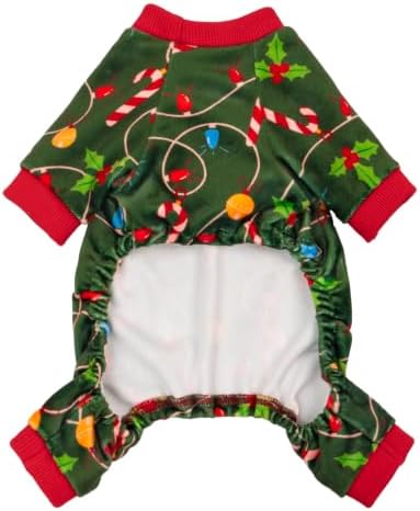 Fitwarm Colorful Lights Dog Pajamas, Cozy Christmas Outfit for Small Dogs Boy Girl, Holiday Pet Clothes, Green, Red, Small - Image 2