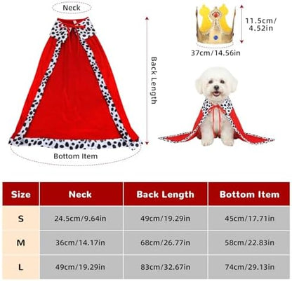 Dog King Costume, Dog Halloween Costume, Funny Pet King Cloak and Crown Set, Pet Prince Costumes Cosplay for Halloween Christmas, Cape Prince Birthday Dress Outfit for Small Dogs Pets (Small) - Image 2