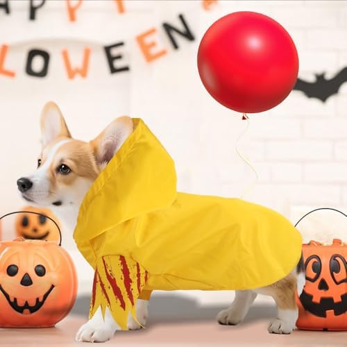 Halloween Dog Costume Bloodstain Hooded Raincoat Red Balloon for Scary Dog - Image 6