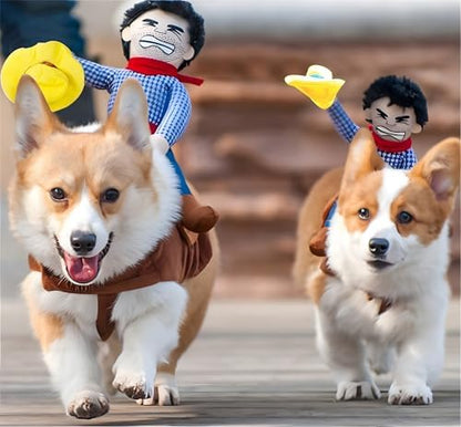 DELIFUR Dog Halloween Costume Funny Dog Cowboy Riding Costume Pet Costume Cat Suit Cowboy Rider Style for Small Medium Large Dogs (Cowboy, X-Large) - Image 2