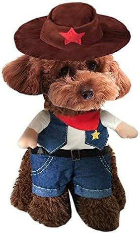 Hotumn Cowboy Dog Costume with Hat - Cat & Small Dog Halloween Costume (L) by Hotumn