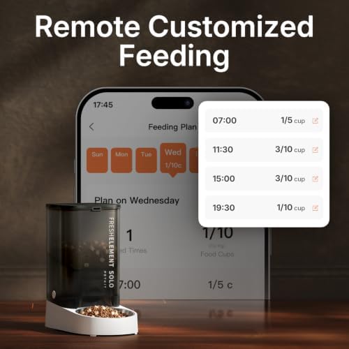 PETKIT Automatic Cat Feeder, 2.4G WiFi Automatic Dog Feeder, App Control Pet Food Dispenser with Triple Fresh-Lock System, Schedule Feeding, Food Shortage Alert, Dual Power-Charge&Battery,3L Capacity