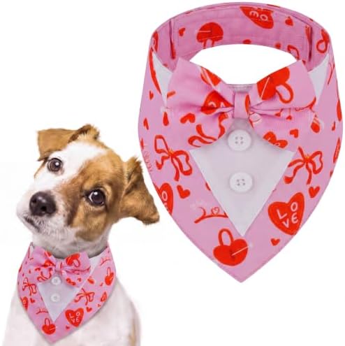 FUAMEY Dog Tuxedo for Large Dogs Valentines Bandana with Bowtie Wedding Tux by FUAMEY