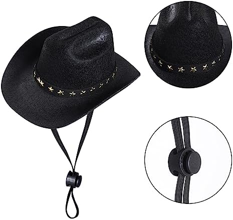 choyaxo Pet Cowboy Costume Cosplay Cap Halloween Costumes for Dogs Cat Pet Party Decoration Mini Cowboy Hat (Black, Small) - Image 2