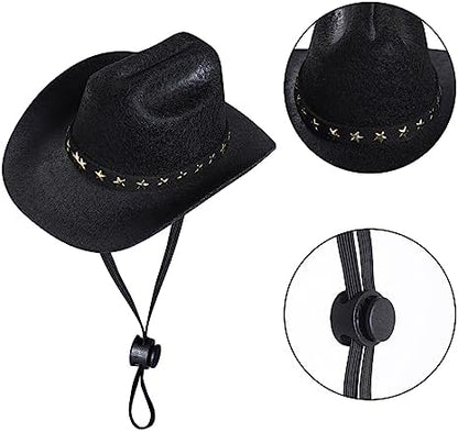 choyaxo Pet Cowboy Costume Cosplay Cap Halloween Costumes for Dogs Cat Pet Party Decoration Mini Cowboy Hat (Black, Medium) - Image 3