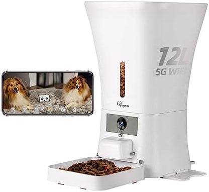 12L 5G WiFi Aautomatic Dog Feeder Large Breed & Automatic cat feeders 1080P Full HD Pet Camera Treat Dispenser Food Dispenser
