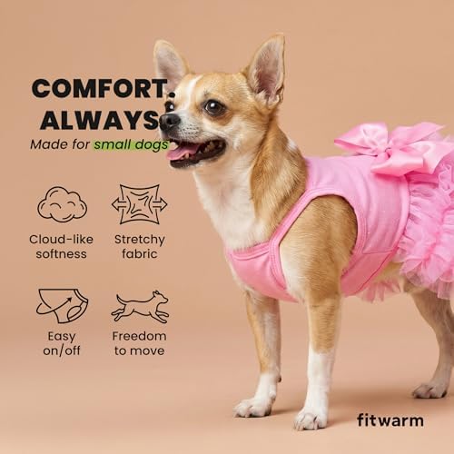 Fitwarm Sparkly Dog Tiered Dress, Fancy Dog Clothes for Small Dogs Girl, Bohemian Doggie Birthday Outfit, Pet Apparel, Pink, Small - Image 6