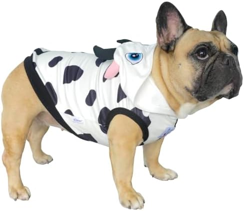 iChoue English Bulldog Halloween Costume Clothes Hoodie Milch Cow, XXL - Image 3