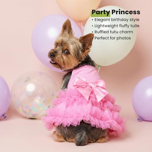 Fitwarm Sparkly Dog Tiered Dress, Fancy Dog Clothes for Small Dogs Girl, Bohemian Doggie Birthday Outfit, Pet Apparel, Pink, Small - Image 7
