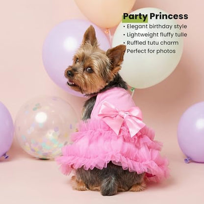 Fitwarm Sparkly Dog Tiered Dress, Fancy Dog Clothes for Small Dogs Girl, Bohemian Doggie Birthday Outfit, Pet Apparel, Pink, Small - Image 7