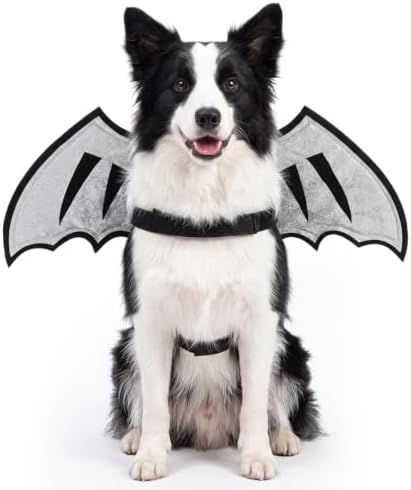 Dog Dragon Wings, Halloween Dragon Costume for Dog Cat, Silver, L by SilTriangle