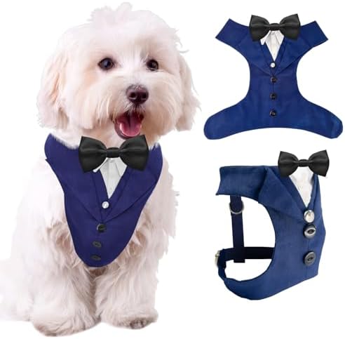 AVERYDAY Dog Tuxedo for Wedding Outfit, Dog Suit and Tie Costumes for Birthday, Halloween, Cosplay, Christmas Party, Pet Formal Wear with Bowtie, Tux for Small Dogs, Chihuahua, Bichon, Maltese, Cats by YourAveryDay