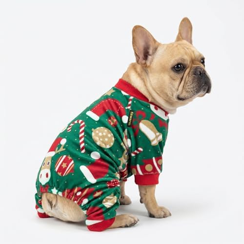 Fitwarm Christmas Dog Pajamas, Dog Winter Clothes for Small Dogs Boy Girl, Lightweight Velvet Pet Jammies, Red, Green, XXL - Image 2
