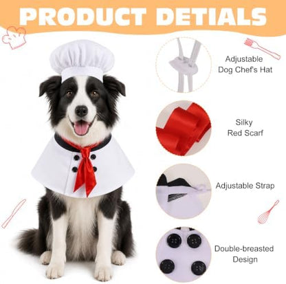Dog Halloween Chef Outfit Chef Hat Red Scarf Pet Costume Medium Large Dogs - Image 4