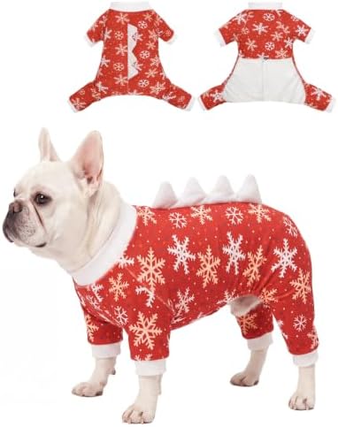 CuteBone Dinosaur Costume Halloween Christmas Dog Pajamas, Stretchy Spandex Crystal Velvet Sleepwear Coat for Small Dogs, Soft & Warm Pet Outfit Clothes for Cold Weather, Cozy Pullover Design COSP29XL by CuteBone
