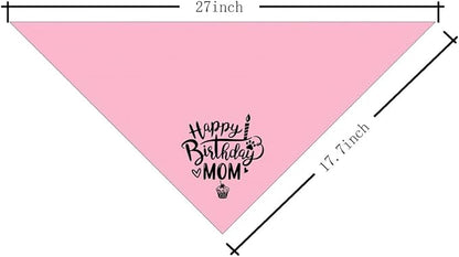 Dog Bandana, Happy Birthday Mom Dog Bandana, Dogs Scarf Classical Pink Printing, Dogs Scarf Accessories, Doggy Kerchief Pet Head Kerchief, Doggy Kerchiefs Gift for Mom Birthday Party (L14)