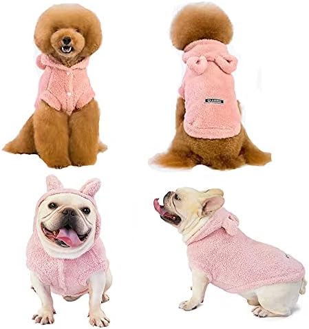 Pink Bunny Ears Hoodie, Polar Fleece X-Large Dog Pet Apparel, Warm Easter Costume for Cats Dogs - Image 5