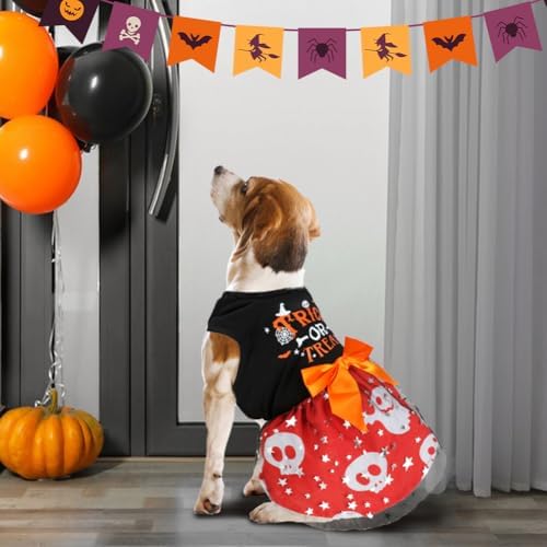 Dog Halloween Costumes Dog Dress Halloween Costumes for Dogs Funny Puppy Dress with Bow for Small Medium Large Dogs Pumpkin Witch Bat Pet Costume Halloween - Image 2