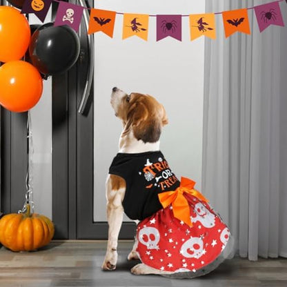 Dog Halloween Costumes Dog Dress Halloween Costumes for Dogs Funny Puppy Dress with Bow for Small Medium Large Dogs Pumpkin Witch Bat Pet Costume Halloween - Image 2