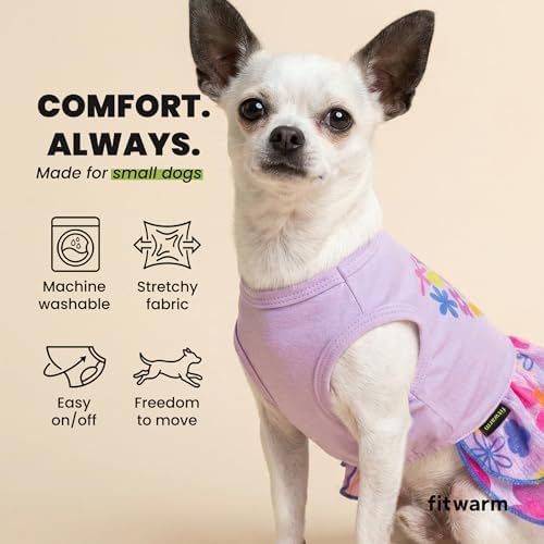 Fitwarm Floral Heart Dog Dress, Easter Outfit for Small Dogs Girl, Elegant Pet Clothes, Purple, XXS - Image 6