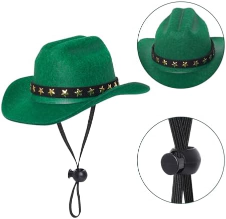 choyaxo Pet Cowboy Costume Cosplay Cap Halloween Costumes for Dogs Cat Pet Party Decoration Mini Cowboy Hat (Green, Small) - Image 2